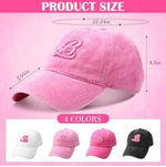 Women's Embroidered Letter B Baseball Hat (Assorted Color, Set of 4)