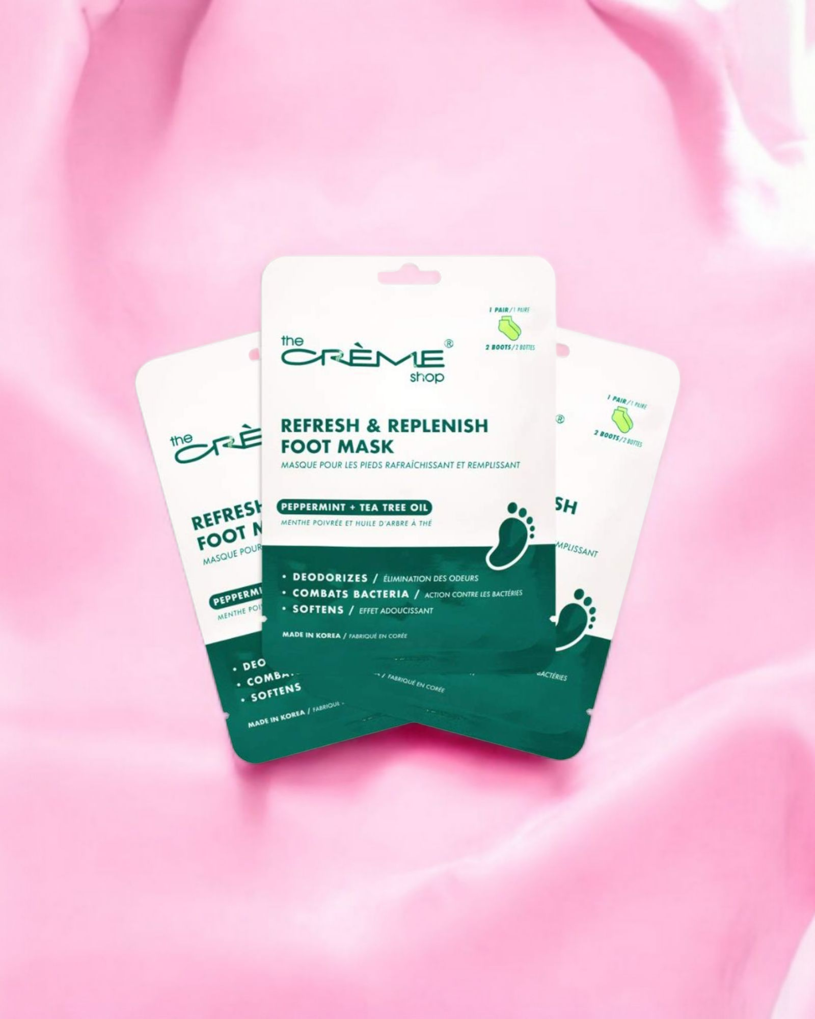 The Crème Shop Foot Mask - 3 Pack (Peppermint & Tea Tree Oil)