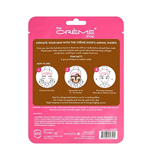 The Crème Shop Animated Face Sheet Mask - Set of 3 (Bear: Watermelon)