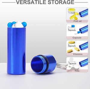 Waterproof Aluminum Pill Box Case with Keychain (Set of 35)
