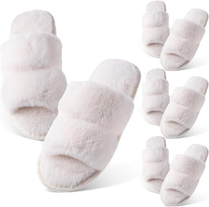Women's Fluffy Open Toe Slipper (Pairs of 4)
