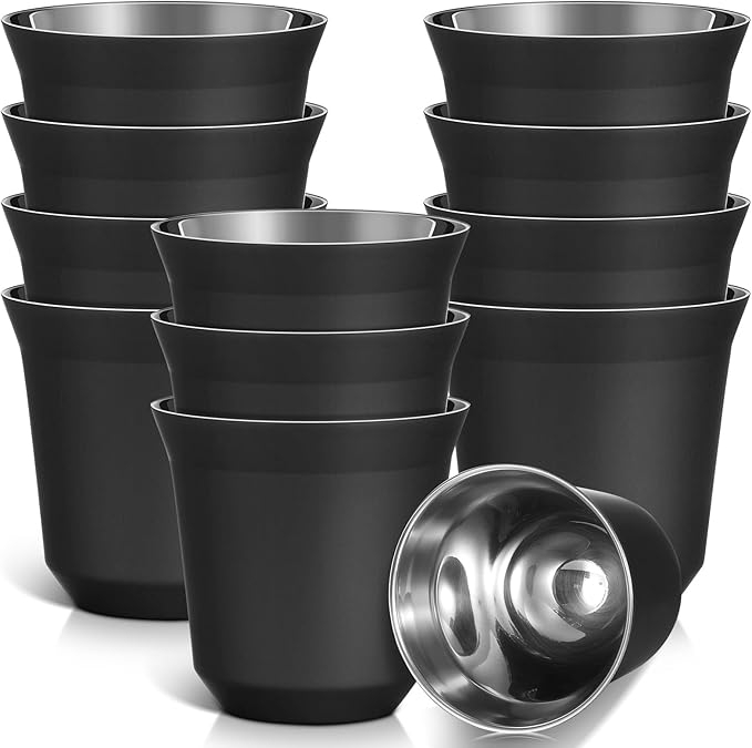 75mL (2.5 oz) Stainless Steel Espresso Cup Set (Black)