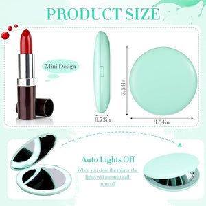 6 Pcs LED Lighted Compact Mirror, 1x/2x Magnification Makeup Mirror (Cyan Blue)