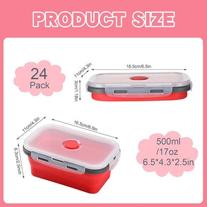 Collapsible Food Storage Container (Red, Set of 24)