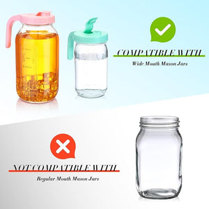 Wide Mouth Mason Jar Lid with Handle - Jar Not Included (Set of 5)