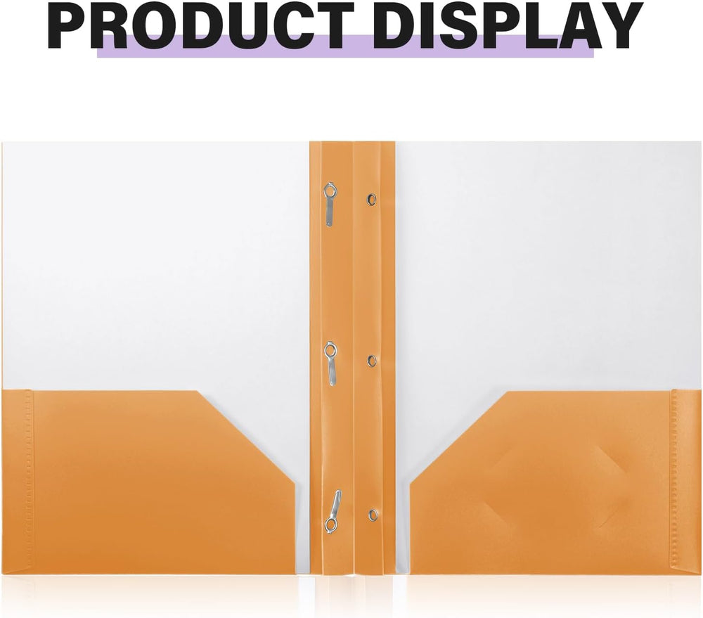 Plastic Folder with 2 Pockets & 3 Prongs (Assorted Color, Set of 12)