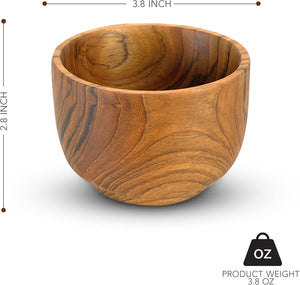 Solid Teak Wood Rice Bowl (Set of 4)