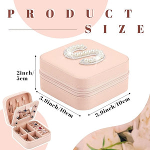Initial Mini Pink Travel Jewelry Box with Mirror (S)