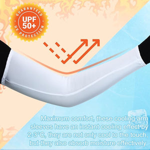 16 Pairs White UV Protection Cooling Arm Sleeves