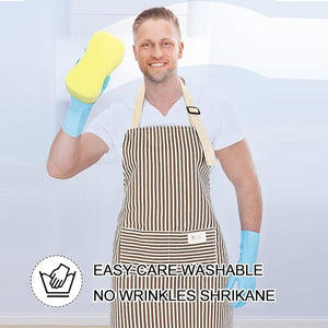 Adjustable Bib Stripe Linen Apron (Assorted Color, Set of 50)