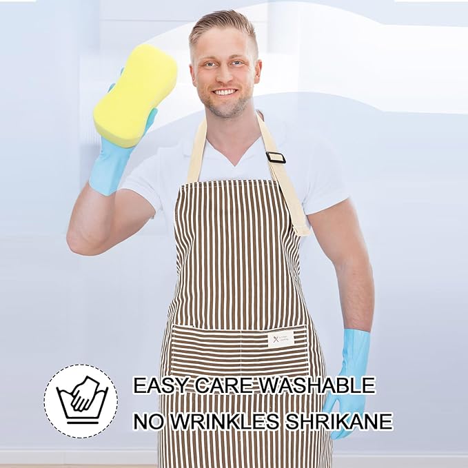 Adjustable Bib Stripe Linen Apron (Assorted Color, Set of 50)
