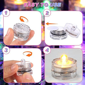 Submersible LED Floral Tea Light (Set of 36)