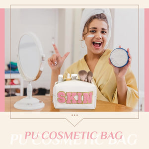 3 Pcs PU Makeup Bag with keychain bracelet