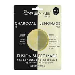 The Crème Shop Fusion Face Sheet Mask - 5 Pack (Charcoal & Lemon)