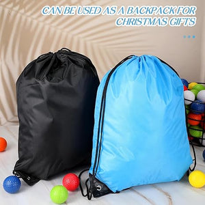 Drawstring Backpack Bag (24pcs, Black & Sky Blue)