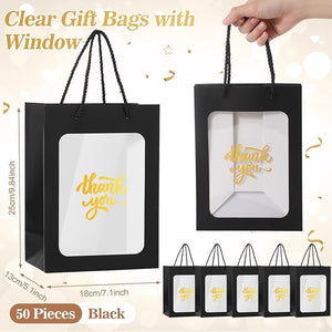 Thank You Gift Bags with Window (Set of 50)