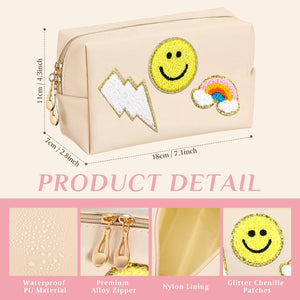 3 Pcs PU Makeup Bag with keychain bracelet