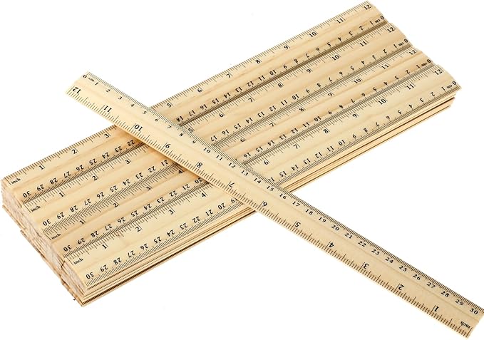 12 Inch/30 cm Wooden Ruler (Set of 50)