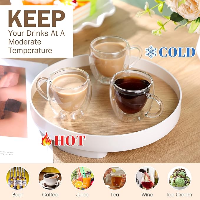 2.7 oz Double Wall Espresso Cup with Handle (Set of 10)