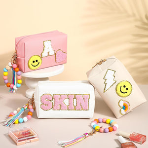 3 Pcs PU Makeup Bag with keychain bracelet