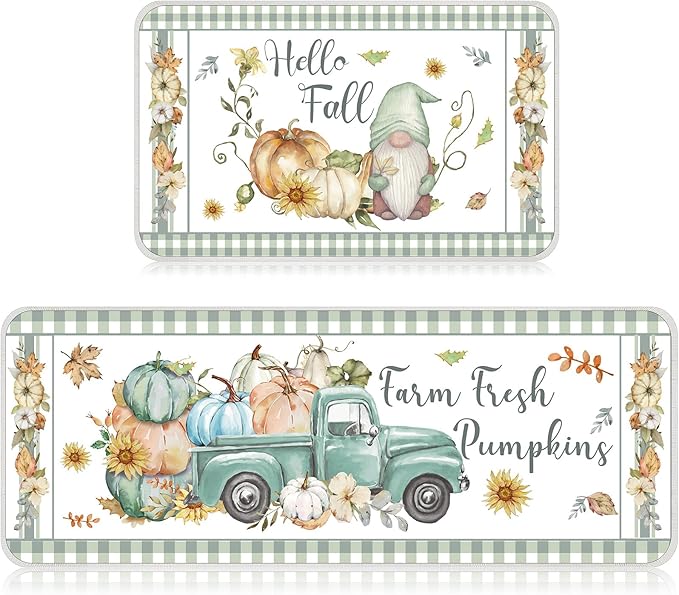 2 Pcs Fall Kitchen Rug Set