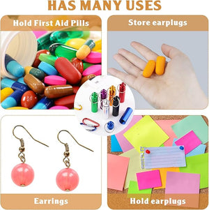 Waterproof Aluminum Pill Box Case with Keychain (Set of 35)