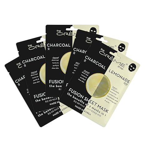 The Crème Shop Fusion Face Sheet Mask - 5 Pack (Charcoal & Lemon)