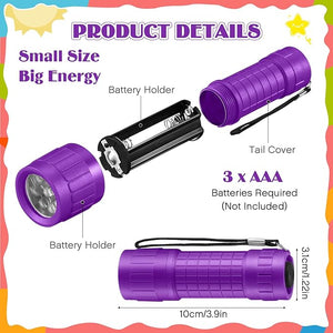 12 Pcs Compact LED Handheld Flashlight (Purple)