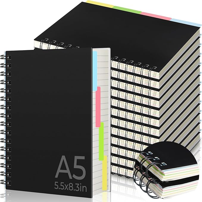 A5 Spiral Notebook with Dividers (Set of 20)