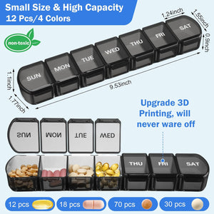 Weekly Pill Organizer Daily Pill Box (Set of 8)