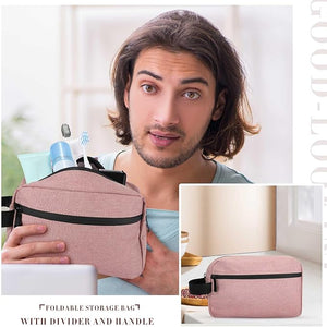 9 Pcs Pink Travel Toiletry Bag, Makeup Organizer with Handle