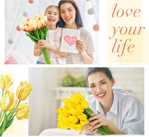 96-Pcs Real Touch Artificial Tulip Flower (Yellow & Orange Gradient)