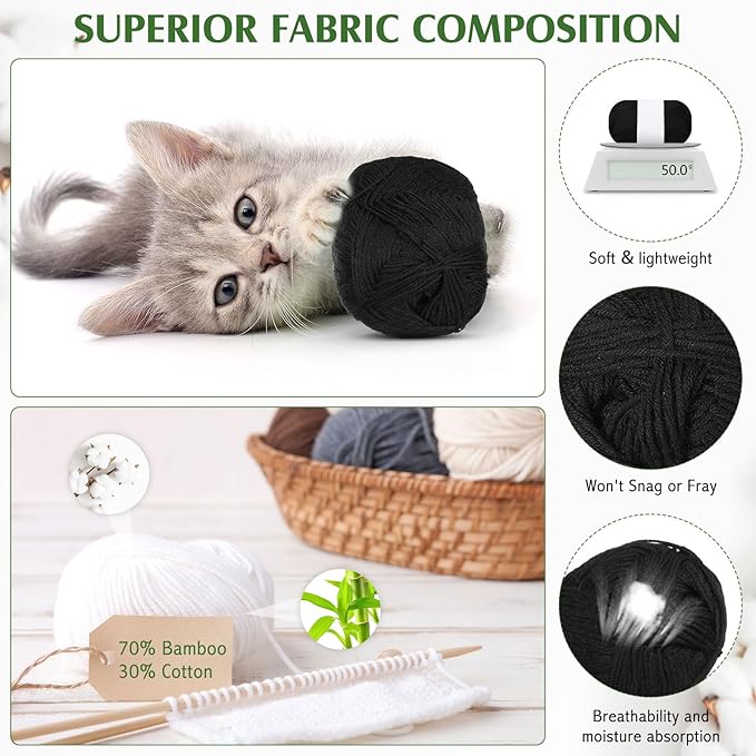 Crochet Knitting Yarn (Black, 50 Rolls)
