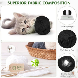Crochet Knitting Yarn (Black, 50 Rolls)