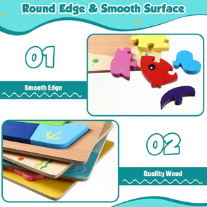 6" x 6" Animal Jigsaw Wooden Puzzle (Set of 20)