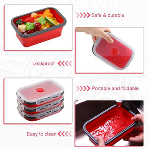 Collapsible Food Storage Container (Red, Set of 24)