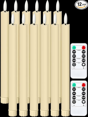 10" LED Taper Candles (Beige, Set of 12)