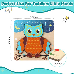 6" x 6" Animal Jigsaw Wooden Puzzle (Set of 20)