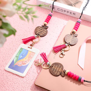 Wooden Keychain Lanyard (Hot Pink, Set of 5)