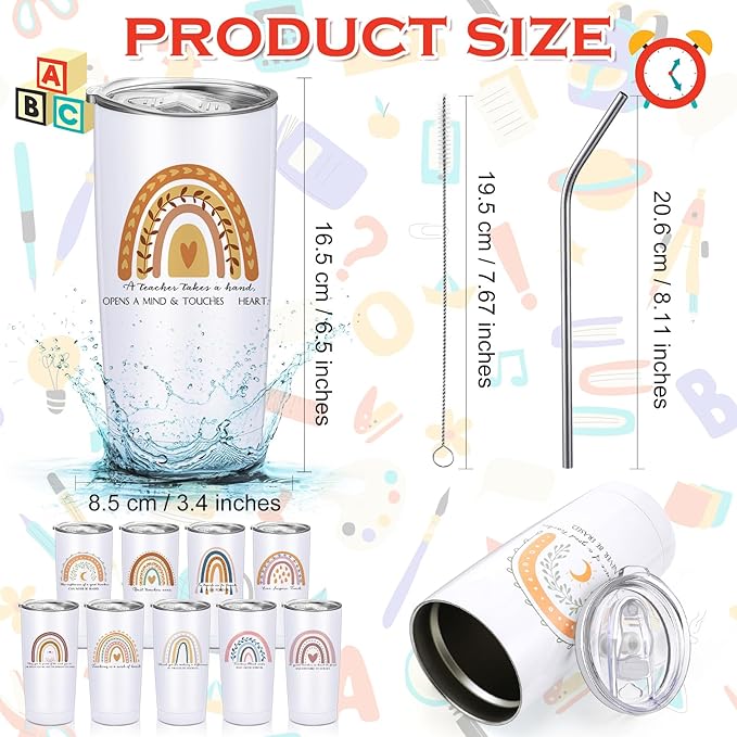 20 oz Rainbow Tumbler with stainless steel lid and straw (Set of 20)