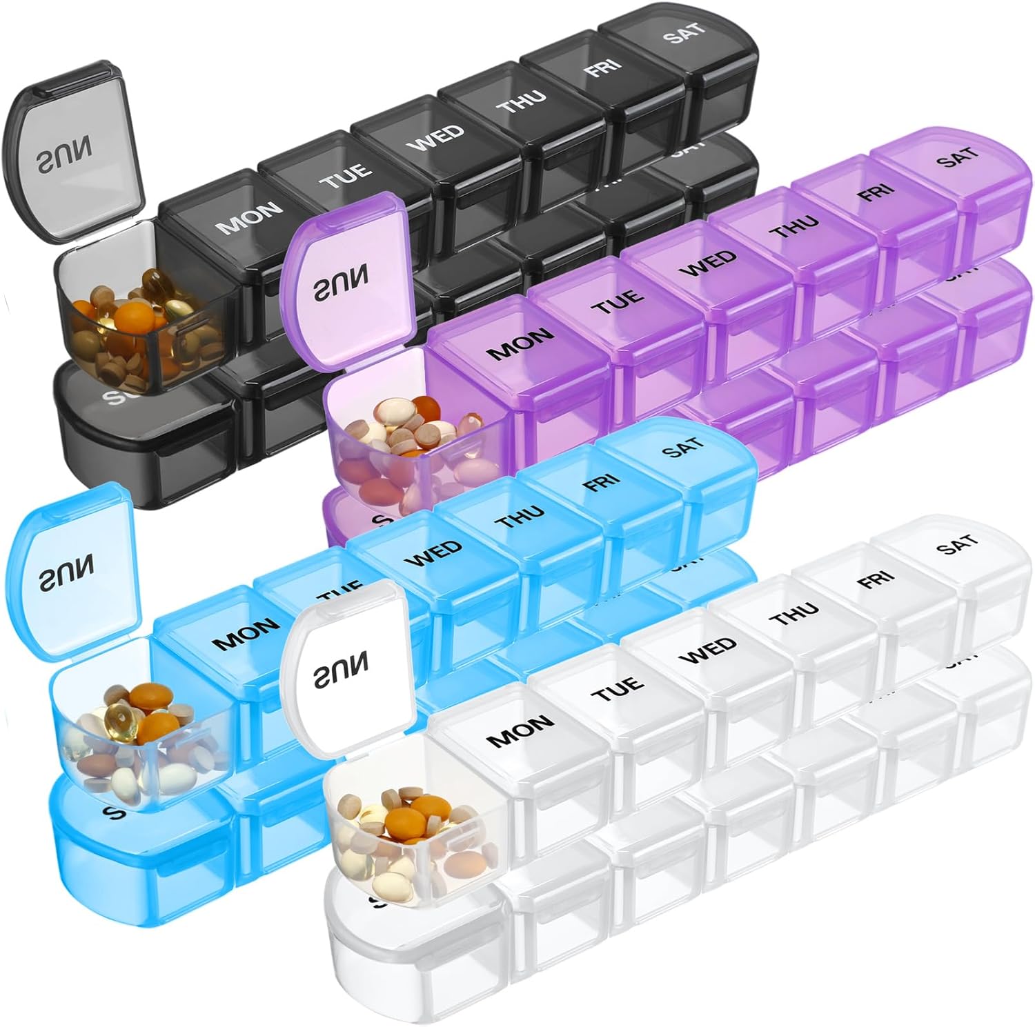 Weekly Pill Organizer Daily Pill Box (Set of 8)