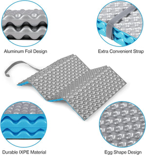 Foldable Stadium Seat Cushion, Outdoor Foam Pad (Blue, Set of 10)