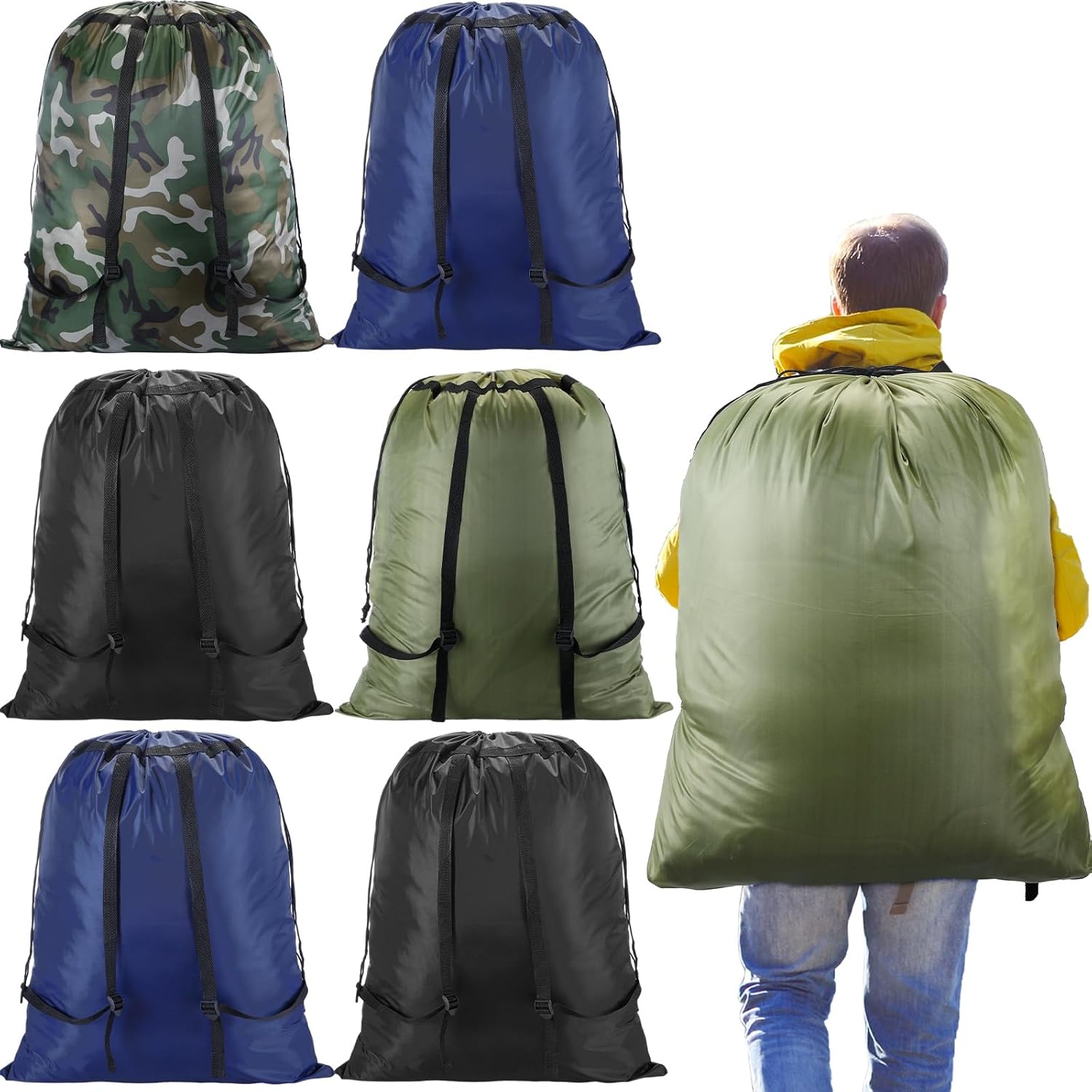 Extra Large Laundry Backpack Bag (Assorted Color, Set of 6)