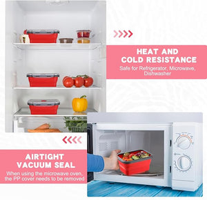 Collapsible Food Storage Container (Red, Set of 24)