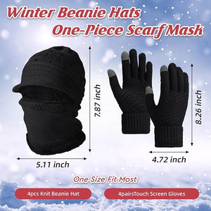 Knit Balaclava & Touchscreen Gloves Set (Assorted Color, 8 Pcs)
