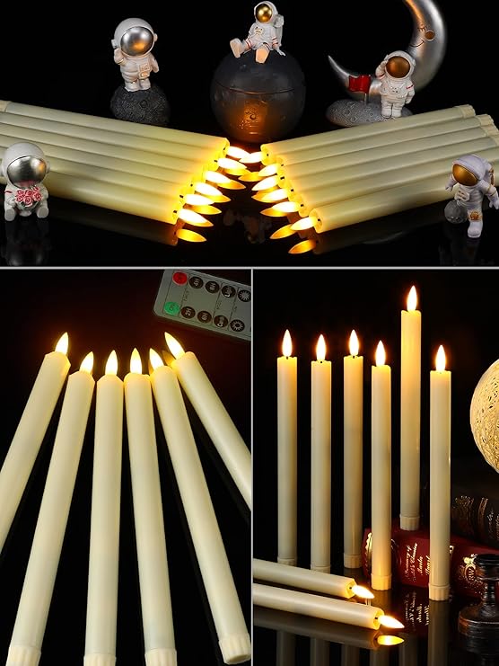 10" LED Taper Candles (Beige, Set of 12)
