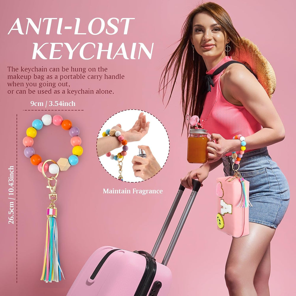 3 Pcs PU Makeup Bag with keychain bracelet