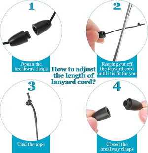 4-Pack Silicone Beaded Lanyard with ID Badge Holder (Vertical & Horizontal Holders)