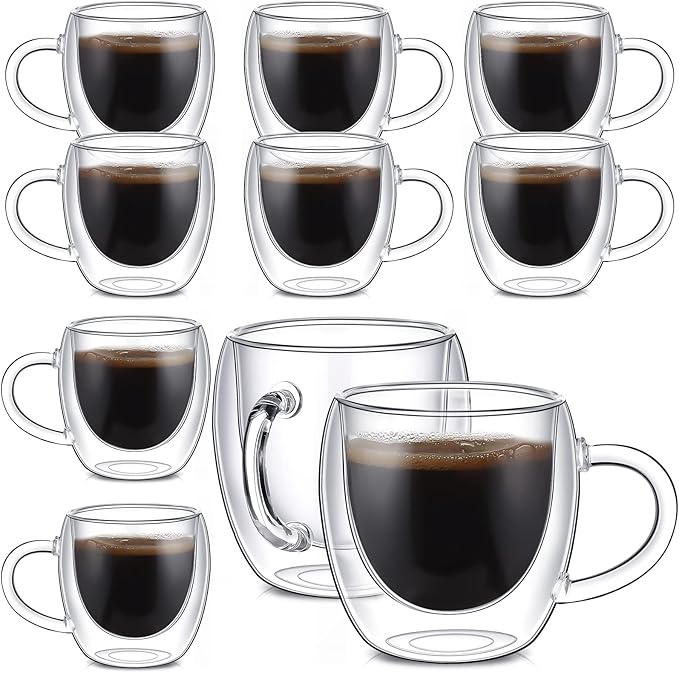 2.7 oz Double Wall Espresso Cup with Handle (Set of 10)