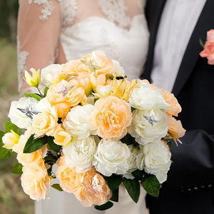 50-Pcs Artificial Peony Silk Flower Bouquet with Sticker & Crown